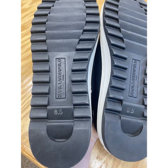 Karl Lagerfeld Sneakers Women's 8.5 Black Leather Lace Up Low Comfort Shoes S35 - Picture 8 of 8